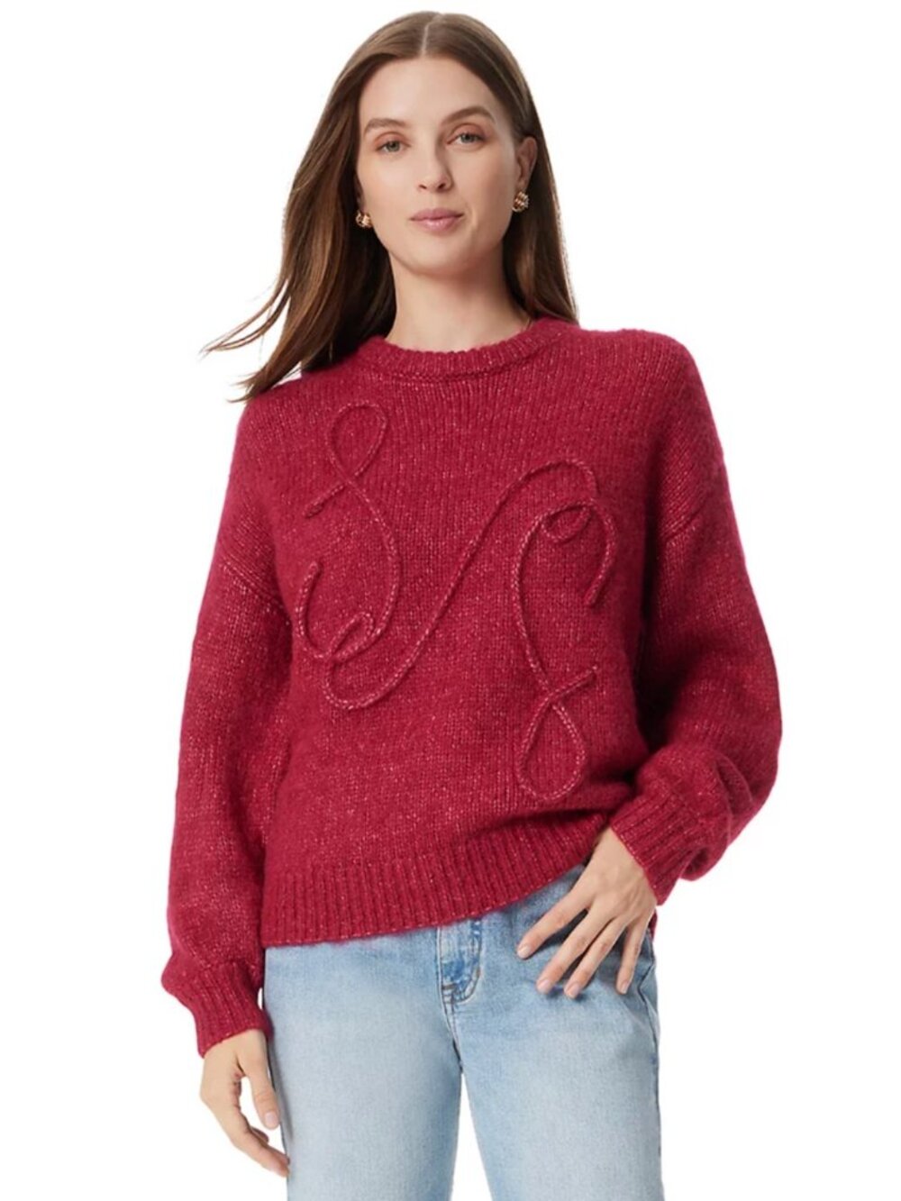 Sam Edelman Size XL Khloe Crewneck Boxy Pullover Sweater in Cerise Quiet Luxury